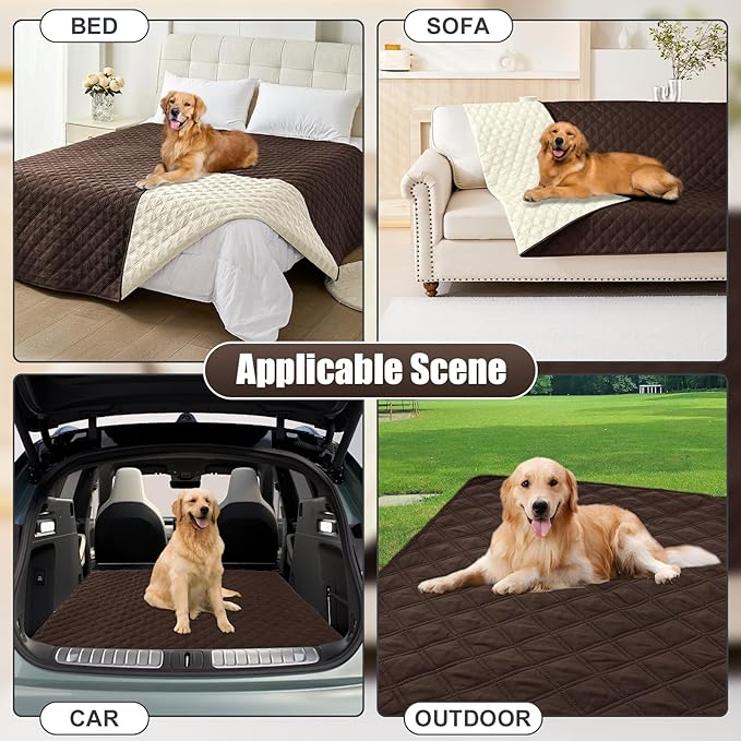 Smiry Waterproof Dog Bed Cover Pet Blanket, Soft Washable Dog Blanket for Furniture Bed Couch Sofa Reversible, Checkered (52"x82", Chocolate/Beige) - Image 7