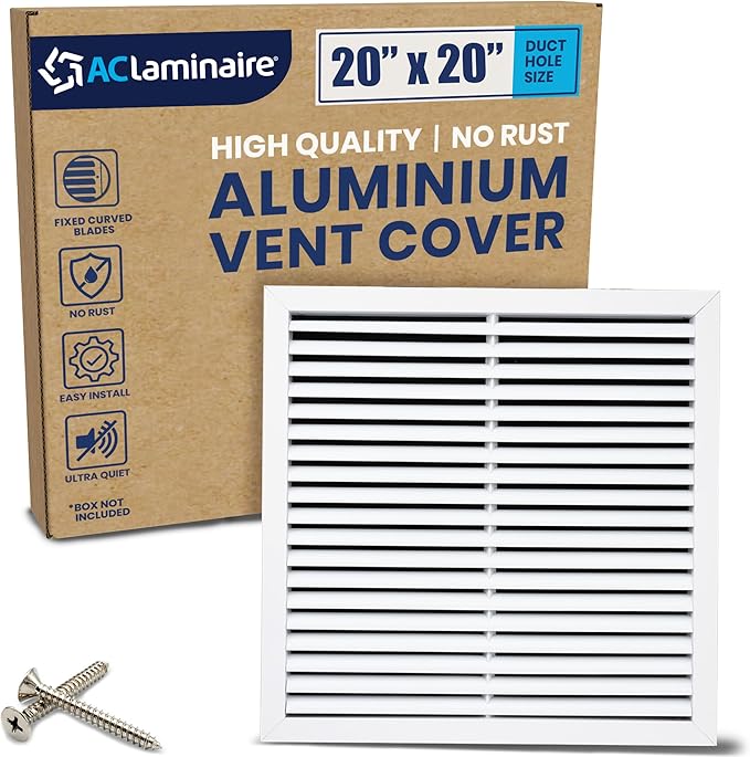 20x20 Inch (Duct Opening) Air Return Vent Cover Decorative – Premium Aluminum AC Vent Cover for Ceiling & Wall, Rustproof Grille, Ideal for Home HVAC Grille, Durable & Easy to Install by ACLAMINAIRE by LAMINAIRE