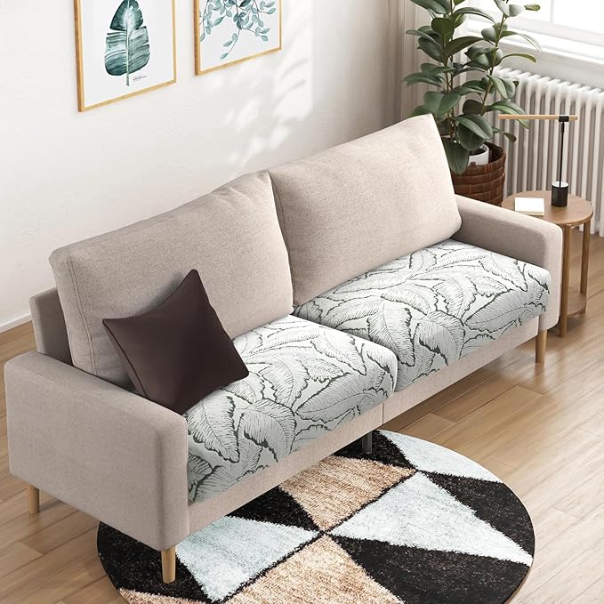 Fuloon Seat Cushion Covers, Stretch Couch Slipcovers Sofa Cushion Protective Solid Chair Slipcovers Washable Suitable for Armchair Loveseat Sofa 2 PC Army Green - Image 5