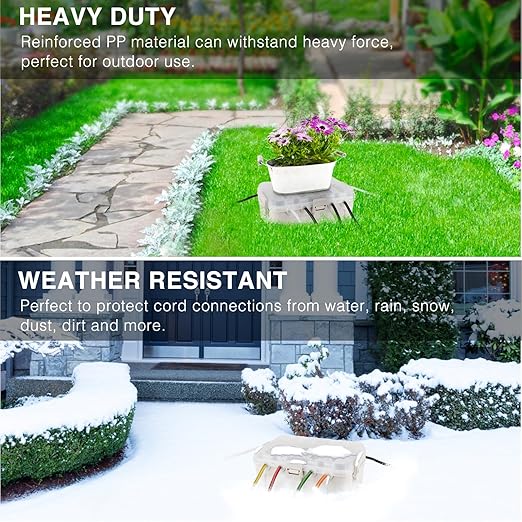 Flemoon Outdoor Electrical Box with Transparent Lid, IP54 Waterproof Electrical Box Outdoor, Large Weatherproof Extension Cord Cover with Clear Cover for Photocell Light Sensor Timer, Outlet, Almond - Image 6