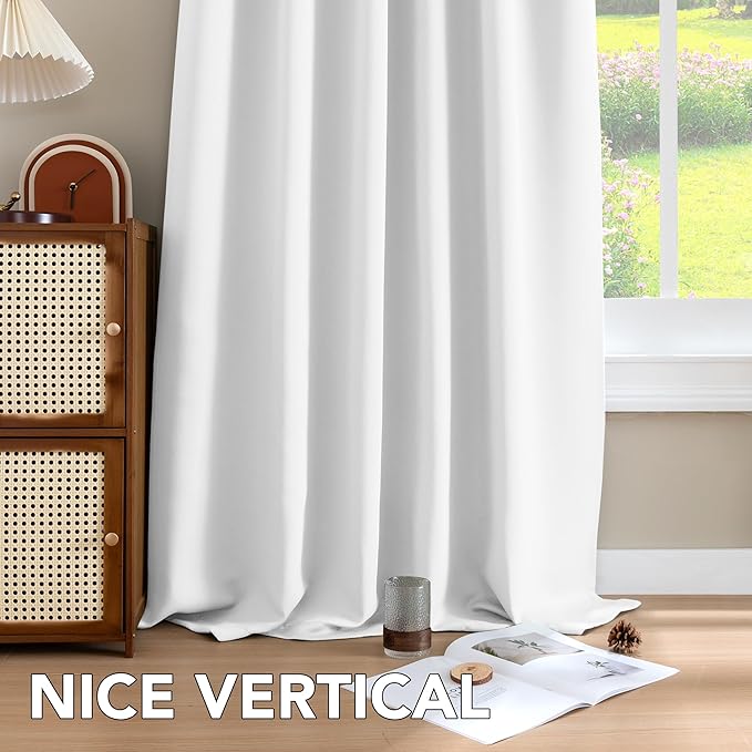 H.VERSAILTEX White Curtains Thermal Insulated Window Treatment Panels Room Darkening Privacy Assured Drapes for Living Room Back Tab/Rod Pocket Bedroom Draperies, 42 x 84 Inch, 2 Panels - Image 8