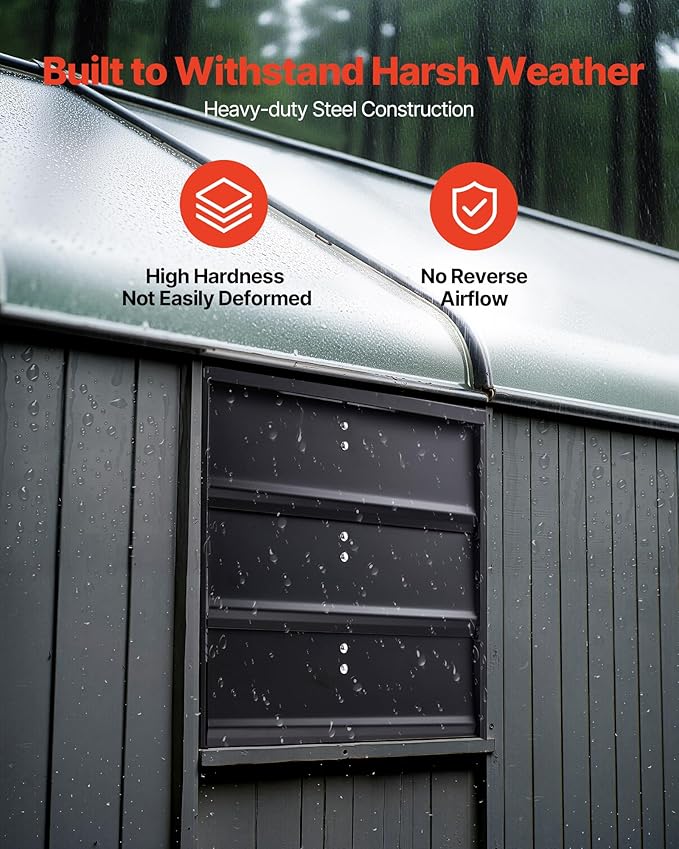 VEVOR 14'' Exhaust Fan, Wall Mounted Attic Fan with Variable Speed controller, 1400 CFM, Automatic Shutter, Ventilation and Cooling, Black - Image 4