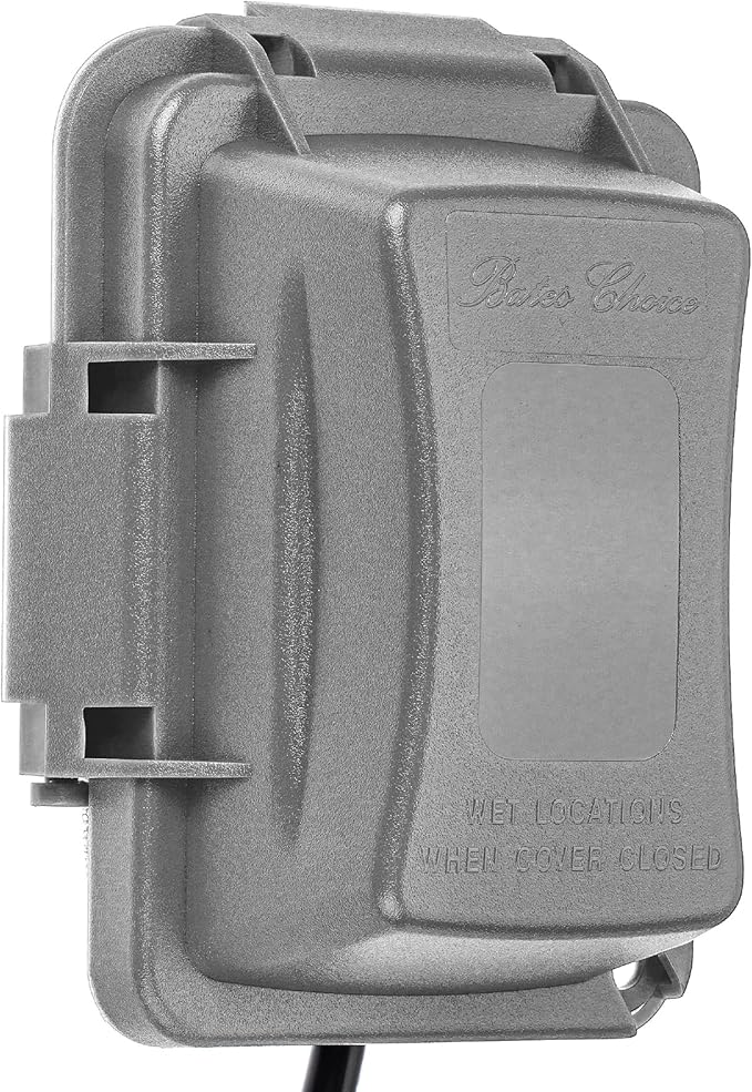 Bates- Weatherproof Electrical Outlet Cover, 1-Gang, Gray Outdoor Outlet Cover Weatherproof Outlet Cover Box, Outdoor Plug Cover by BatesChoice