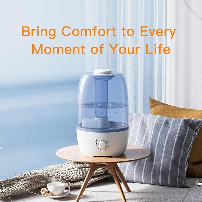 MEGAWISE Humidifier for Kid bedroom with 3.2L Large Capacity, No leakage Design Fine Mist Output Auto Shutoff, Essential Oil Safe Tank (Blue) - Image 6