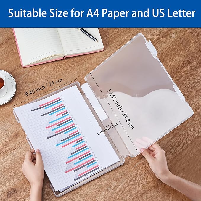 A4 Paper Storage Box, 8.5 x 11 Project Case for US letter, Thick Scrapbook Storage Boxes Craft Storage Box Art Supplies Storage and Organization (4, Type A (12.59 x 9.45 x 1.18 inches)) - Image 2