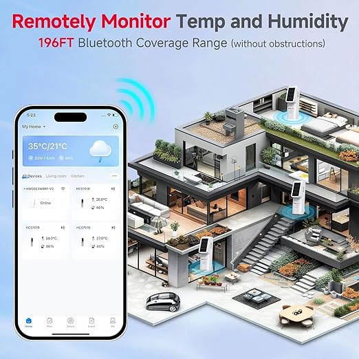 BaldrTherm Smart WiFi Hygrometer Thermometer 1 Pack, Wireless Temp Humidity Monitor with App Alert Notifications, Historical Data Storage & Remote Tracking, for Bedroom, Wine Cellar, Basements - Image 4