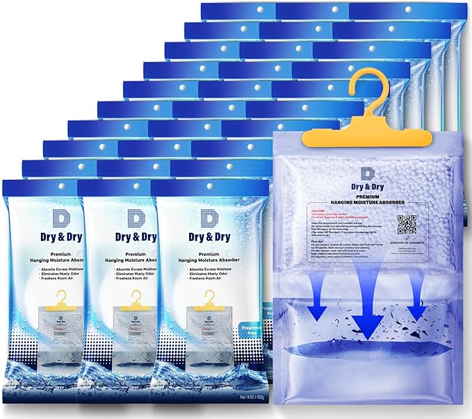 Dry & Dry 30 Pack[7 OZ] Premium Moisture Absorbers Dehumidifiers for Home Dehumidifier for Basement Dehumdifiers for Bedroom Small Dehumidifiers - Dehumidifiers Moisture Absorber by DryDry