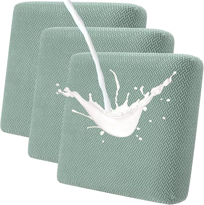 Fuloon Waterproof Couch Cushion Covers, Stretch Sofa Seat Cushion Slipcovers Solid Washable Furniture Protector Suitable for Armchair Loveseat Sofa (Sage Green, 3 Pieces) by Fuloon