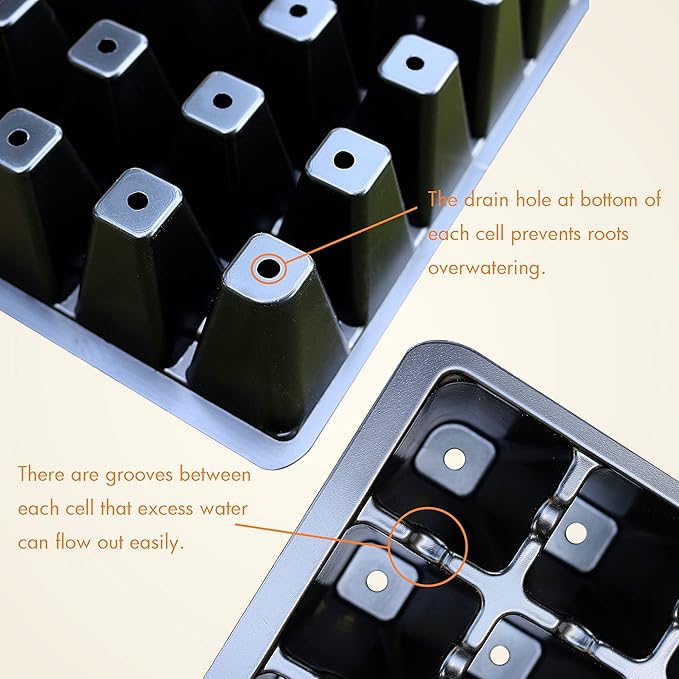 Gardzen Seed Starter Tray, 5 Pack Smiling Face Plant Germination Trays with Total 350-Cell, Seed Starter Kit with Humidity Vented Domes and Bases for Starting Vegetable Flower Herb Seeds 18" x 14" - Image 3