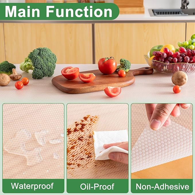 12 Inches x 10 FT Non-Adhesive Shelf Liner Water Resistant Oil-Proof Thickened Easy to Clean and Cut Drawer Mats for Refrigerator, Desk, Cabinet, Kitchen - Image 3