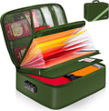 Noiposi Important Document Organizer, Waterproof and Fireproof Document Box with 7 Pockets File Folder,Portable Home Fire Safe Storage Box Case with Lock for Documents,File and Card,Green by Noiposi