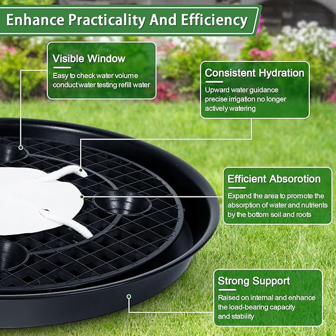 4 Pack 14'' Self-Watering Fabric Pot Base - Auto-Irrigation System Plant Saucer for 5 Gallon Fabric Pot, Auto Watering Plant Water Tray Self Watering System for Indoor Greenhouse Grow Tent Garden - Image 4