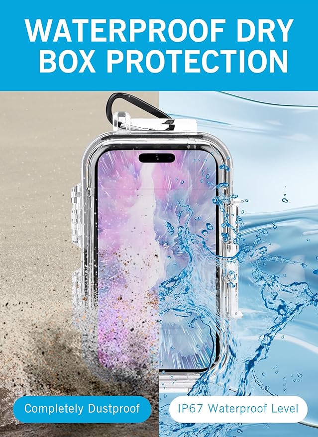 Waterproof Storage Case, Outdoor Sports Survival Equipment Sealed Box Dustproof Pressure Proof Dry Boxes for EDC Tools, Phone, Keys(Clear) - Image 2