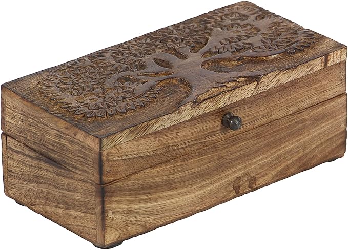 Deco 79 Mango Wood Floral Handmade Decorative Box Decorative Keepsake Boxes with Hinged Lid, Set of 3 Storage Boxes 8", 10", 12"W, Brown - Image 7