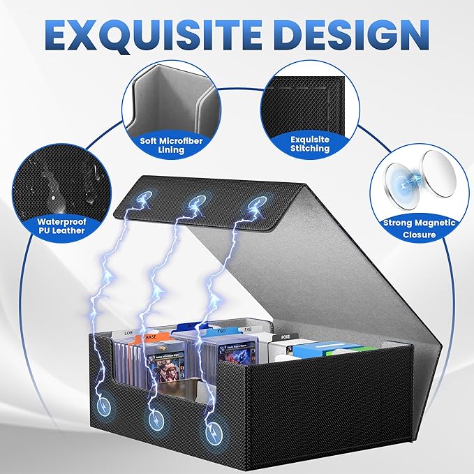 Card Storage Box For Trading Cards 1800+,Card Deck Box With 10 Dividers,6 Foam Stoppers,4 Supporters,Commander Deck Case Fit For Toploaders,MTG,YuGiOh,TCG and Magic Cards - Image 4