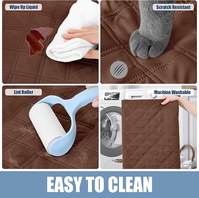 Smiry Waterproof Dog Bed Cover Pet Blanket, Soft Washable Dog Blanket for Furniture Bed Couch Sofa Reversible, Checkered (82"x102", Brown/Chocolate) - Image 5