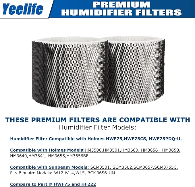HWF75 Humidifier Filter Replacements for Holmes HWF75CS, HWF75PDQ-U, Filter D, Sunbeam Cool Mist Humidifier Filter SCM3501, SCM3502, SCM3656, SCM3657, SCM3609P (2pack) - Image 5