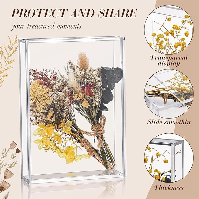 Acrylic Memory Display Box,All Clear Memory Box Display Case | Handicrafts Storage Pictures Holder Specimens Collection for Postcards Trading Cards Souvenirs Photos - Image 3