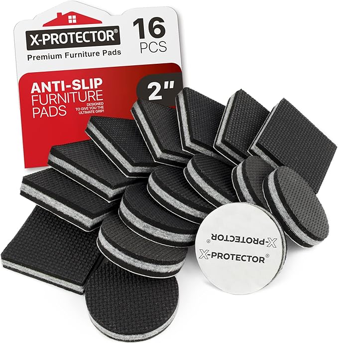 Non Slip Furniture Pads X-PROTECTOR - 16 pcs 2" - Premium Furniture Grippers! Rubber Feet Hardwood Floor Protectors for Furniture Legs - Couch Stoppers - Keep Your Furniture in Place Forever! by X-Protector