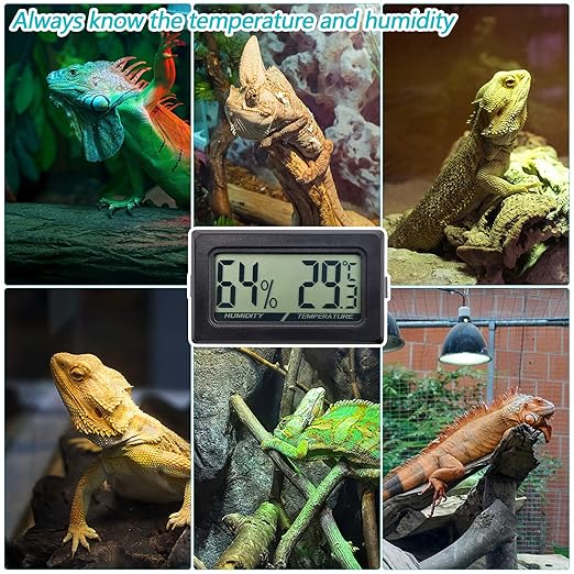 Digital Probe Thermometer Hygrometer for Reptiles - 2-in-1 Terrarium Monitor with Instant Reading, Mini Design for Turtle Tank/Lizard Cage/Aquarium Habitat (Black) - Image 6