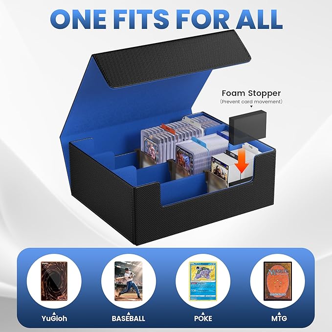 Card Storage Box For Trading Cards 1800+,Card Deck Box With 10 Dividers,6 Foam Stoppers,4 Supporters,Commander Deck Case Fit For Toploaders,MTG,YuGiOh,TCG and Magic Cards - Image 7