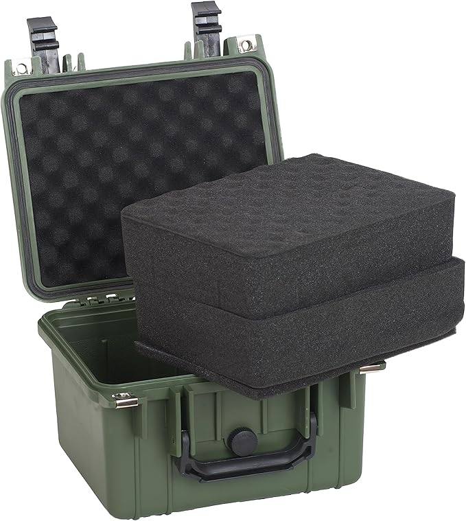 MEIJIA Portable All Weather IP67 Waterproof Camera Case,hard case with Customizable Fit Foam,Fit Use of Drones,Camera,Equipments,10.62 x9.68x6.87inches(Green) - Image 2