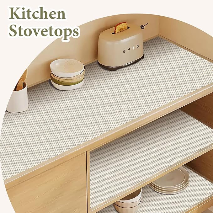 Shelf Drawer Liners for Kitchen Cabinets Non Adhesive Drawer Liner Thickened Refrigerator Liner White Quatrefoil Strong Non-Slip Paper for Tool Box, 23.6 x 236 Inches - Image 3