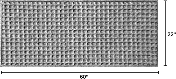 WaterHog Squares Front Door Mat Indoor Outdoor Entrance, Absorbent All-Weather Doormat with Non-Slip Rubber Backing, Dirt & Moisture Trapper, Low Profile, Easy Clean, Made in USA, 22"x60" Medium Grey - Image 3