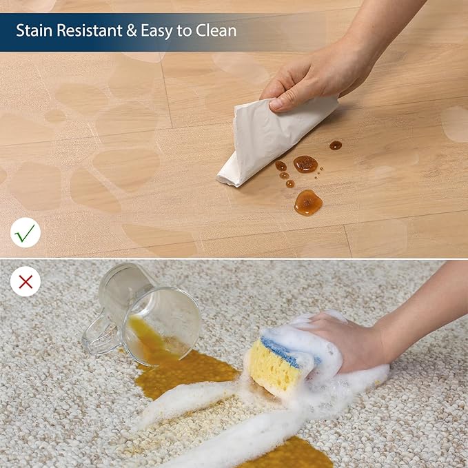 Clear Area Mat for Hard Floors, 4'×6' No Slip Vinyl Floor Mats for Under Dining Table, Pebble Patterned Waterproof Rug Protector for High Traffic Areas, Pet, Splat Mat - Image 2