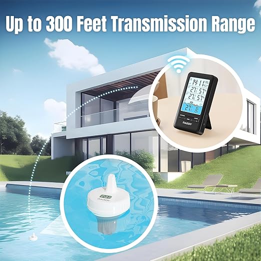 Raddy PT-3 Wi-Fi Pool Thermometer Floating Easy Read with 2 Additional Remote Sensors, APP Remote Monitor, Large Digital Display, Rechargeable, Wireless Hygrometer Thermometer for Indoor Outdoor - Image 3