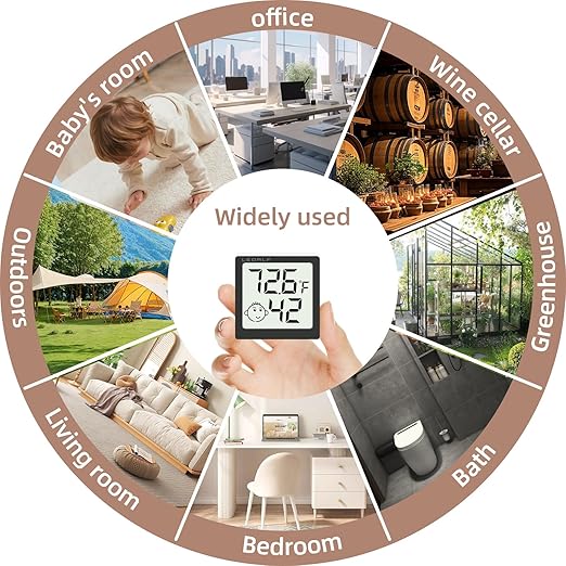 Mini Humidity Meter Hygrometer 6 Pack Room Thermometer Indoor Digital Temperature and Humidity Monitor (Black) - Image 8