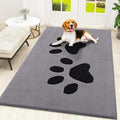 Smiry Dog Door Mat for Muddy Paws, Absorbs Moisture and Dirt, Low-Profile Entryway Mat with Non-Slip Backing, Entry Indoor Outdoor Doormat for Inside Floor (48x32 Inches, Grey, Paw) by Smiry