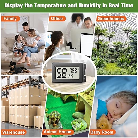 6 Pack Mini Hygrometer Indoor Humidity Meter, Small Digital Thermometer Humidity Gauge Meter, Indoor Thermometer Hygrometer Monitor Fahrenheit (℉) for Thermostat Reptile Tank, Mason Jars - Image 6