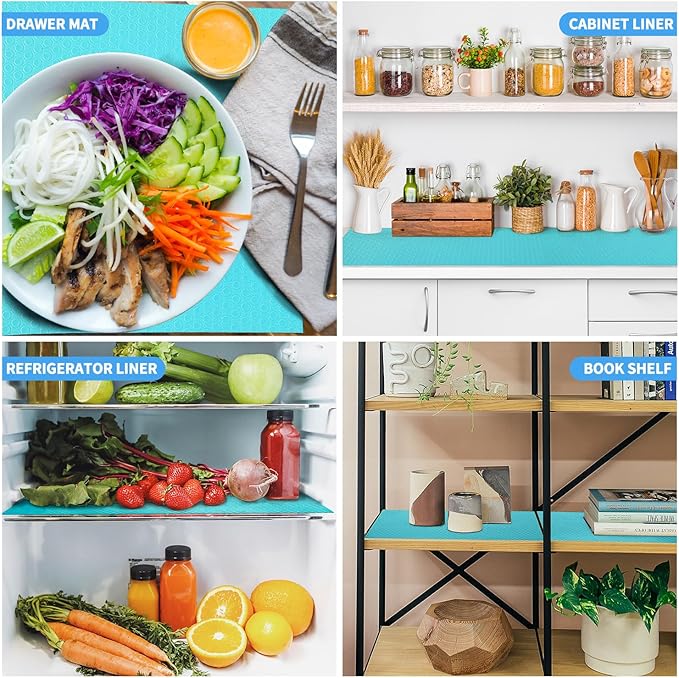 Bloss Shelf Liner, Drawer Liner Roll, EVA Washable Refrigerator Mat for Kitchen Cabinets 17.7"x78.7" Non-Adhesive Cutterable Tableplace Mat for Home & Kitchen - Image 2