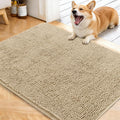 OLANLY Dog Door Mat for Muddy Paws 40x32, Absorbs Moisture and Dirt, Absorbent Non-Slip Washable Doormat, Quick Dry Chenille Mud Mat for Dogs, Entry Indoor Entryway Carpet for Inside Floor, Beige by OLANLY