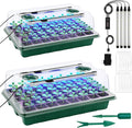 2 Packs Starter Tray with Grow Light, 80 Cells Seed Starter Kits with Humidity Dome and Base Plant Germination Seedling Starter Kit with Smart Timer for Indoor Greenhouse Wheatgrass Hydroponic by NEWTKITS