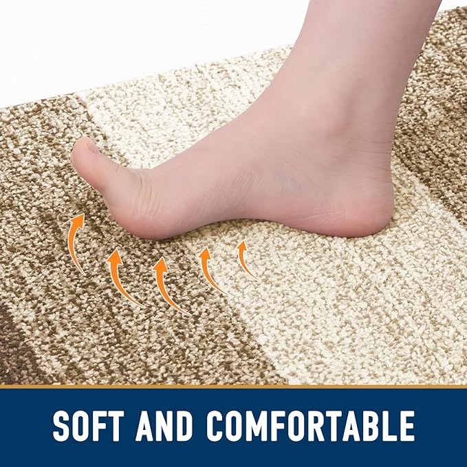 Smiry Dog Door Mat for Muddy Paws, Absorbs Moisture and Dirt, Low-Profile Entryway Mat with Non-Slip Backing, Entry Indoor Outdoor Doormat for Inside Floor (30x20 Inches, Khaki, Striped) - Image 5