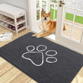 OLANLY Dog Door Mat for Muddy Paws 48x30, Paw Print Design, Absorbs Moisture and Dirt, Absorbent Non-Slip Washable Doormat, Quick Dry Chenille Mud Mat for Dogs, Entry Indoor Entryway Carpet, Dark Grey by OLANLY