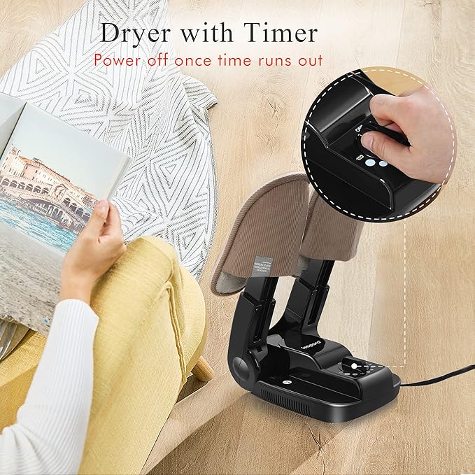 Boot Dryer Shoe Dryer with Timer, leapara Heat Blower Warmer for Work Boots, Gloves, Sweaty Feet, Sneaker, Portable Dryer with Foldable Rack (110V) - Image 4