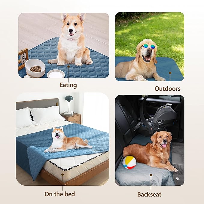gogobunny 100% Double Sided Waterproof Dog Blanket Soft Pet Bed Cover Reversible Protect Furniture Couch Sofa Car for Puppy Cat Kids (Dark Blue/Light Blue, 30x80 Inch (Pack of 1)) - Image 3