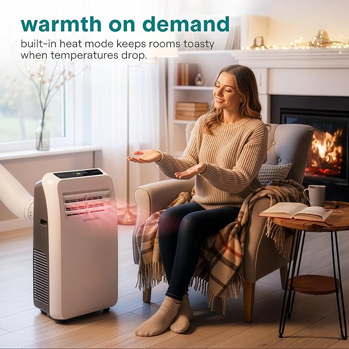 SereneLife Portable Air Conditioner with Heat & Built-in Dehumidifier 12,000 BTU, Portable Heater & AC for Rooms up to 550 Sq Ft - Remote Control & Window Mount Exhaust Kit Included - Image 2