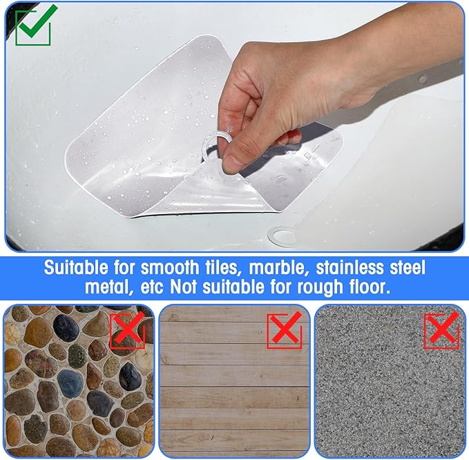 Yinkin 6 Pcs Drain Covers to Keep Bugs Out Silicone Shower Floor Tub Stoppers Bathtub Drain Stoppers Sewer Anti-Odor Mats Deodorizing Plugs for Bathroom(6 x 6 Inch,Square,White) - Image 5