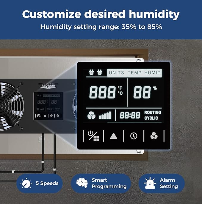 ALORAIR 240CFM Crawlspace Ventilation Fan, with Temperature Humidity Controller Timing Cycle Speed Control, for Attic, Garage, Shed, Crawl space, Basements (Air-out) - Image 3