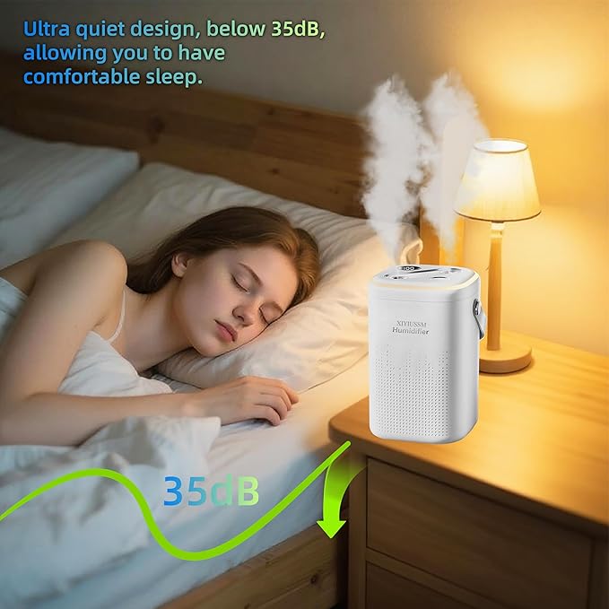 Humidifier for Bedroom 1.3l Plug In Easy Clean Humificador Smart Portable Air Small Desktop Humifier for Home Bedside Nightstand Office Desk Hotel Plants Indoor,Dorm Room Essentials - Image 2
