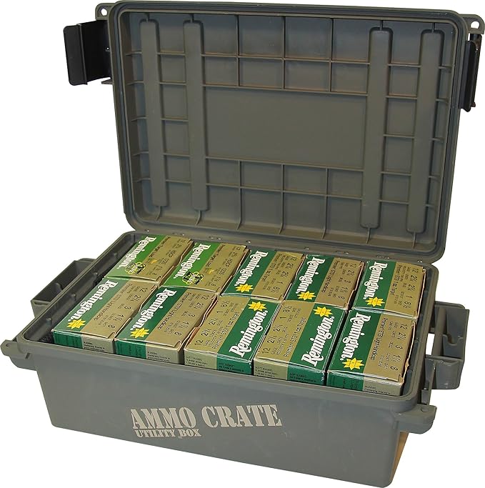 MTM ACR4-18 Ammo Crate Utility Box-Carry up to 65lbs of gear-Stackable design,double padlock for security - Water-resistant O-ring seal - Army Green,(Pack of 4) - Image 4
