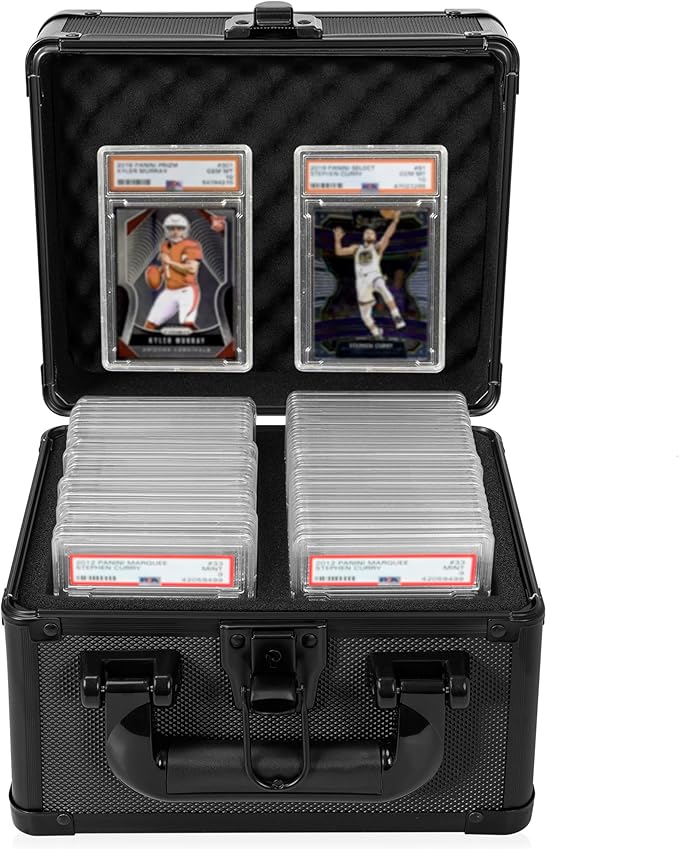 Graded Card Case - Aluminum Alloy Graded Card Storage Box Compatible with 40 Card Slabs, Sports Trading Card Case Fits PSA, CSG, BGS by OUUTMEE