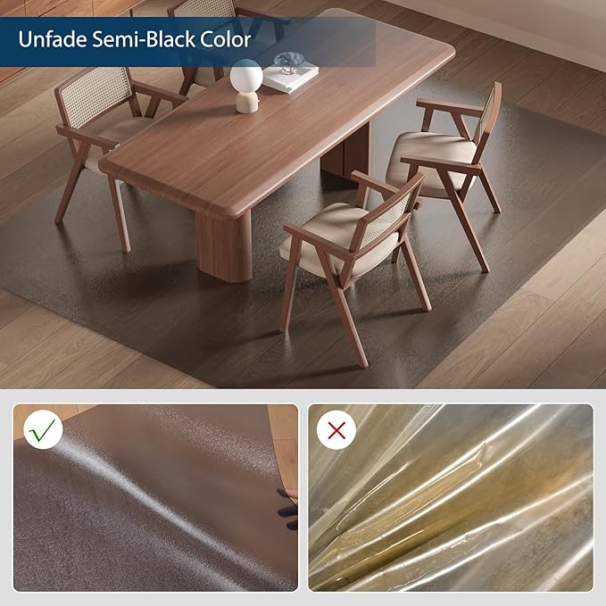 Floor Mat for Outdoor Indoor, 8'×10' Large Translucent Black Plastic Area Rug for Dining Room, Durable Non-Slip Hard Floor Living Room Rug, Waterproof Floor Protector for Garage, High Traffic Areas - Image 3