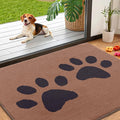 Smiry Dog Door Mat for Muddy Paws, Absorbs Moisture and Dirt, Low-Profile Entryway Mat with Non-Slip Backing, Entry Indoor Outdoor Doormat for Inside Floor (40x32 Inches, Camel and Black, Paw) by Smiry