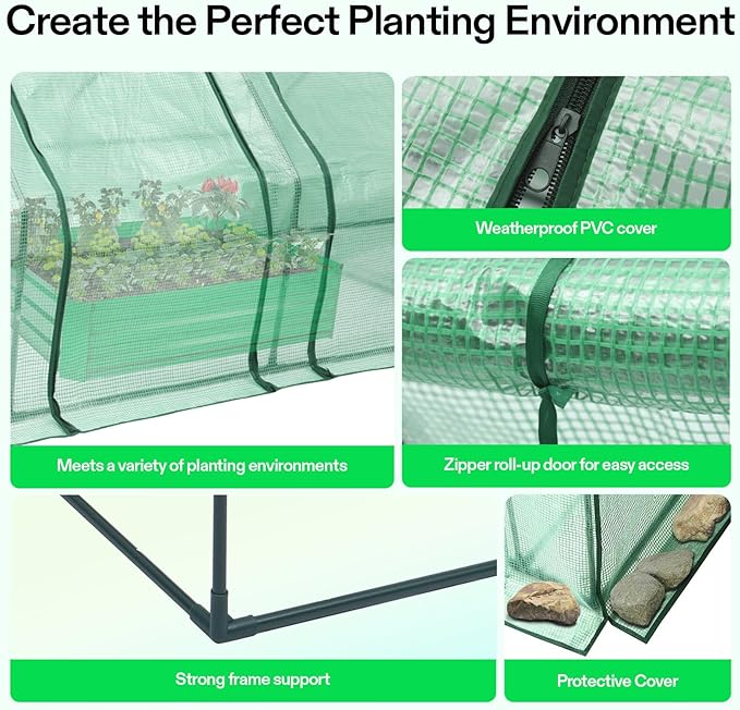 VIVOSUN Portable Mini Greenhouse 94.5x36x36-Inch Tunnels, PE Cover with Roll-up Zipper Door, for Indoor Outdoor or Garden Plant Growing - Image 5