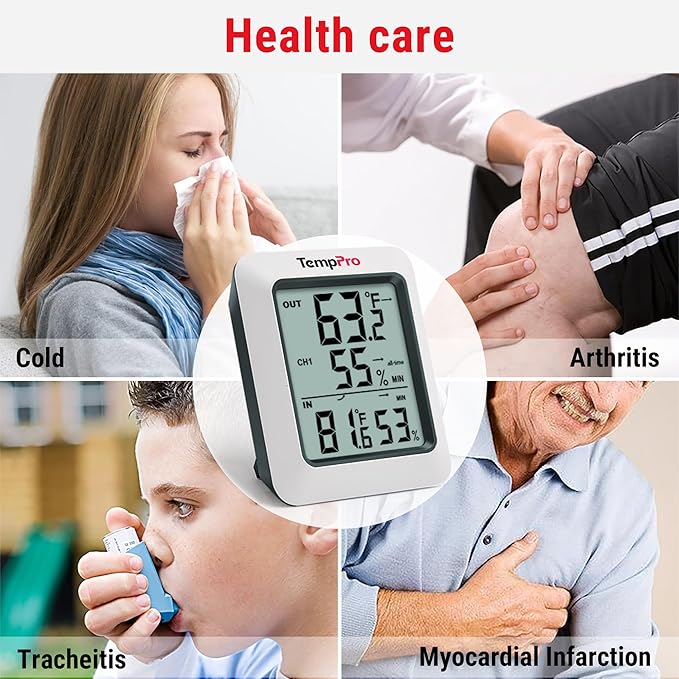 TempPro TP60-2 Digital Hygrometer Indoor Outdoor Thermometer Wireless Temperature and Humidity Gauge Monitor Room Thermometer with 500ft/150m Range Humidity Meter (Previously ThermoPro) - Image 5